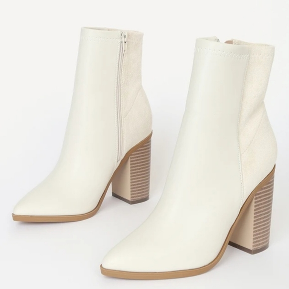 Mid Calf Booties. Bone, natural. Size 9 - Picture 4 of 7